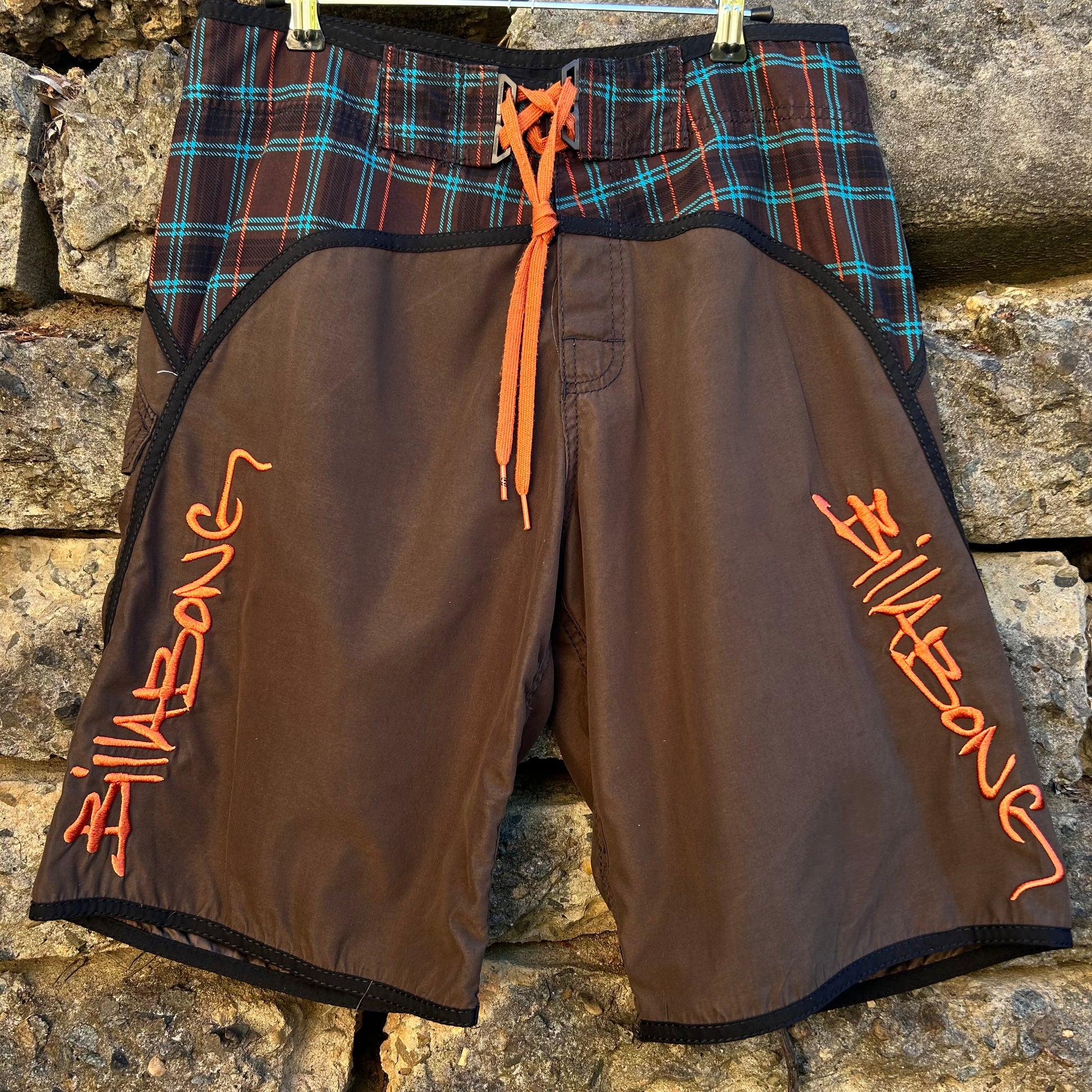 Plaid, brown two tone vintage billabong Boardshorts, vintage surfwear, surfwear 
