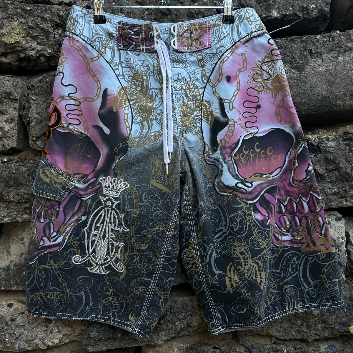 Y2K Christian Audigier Boardshorts - 30