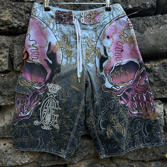 Y2K Christian Audigier Boardshorts - 30