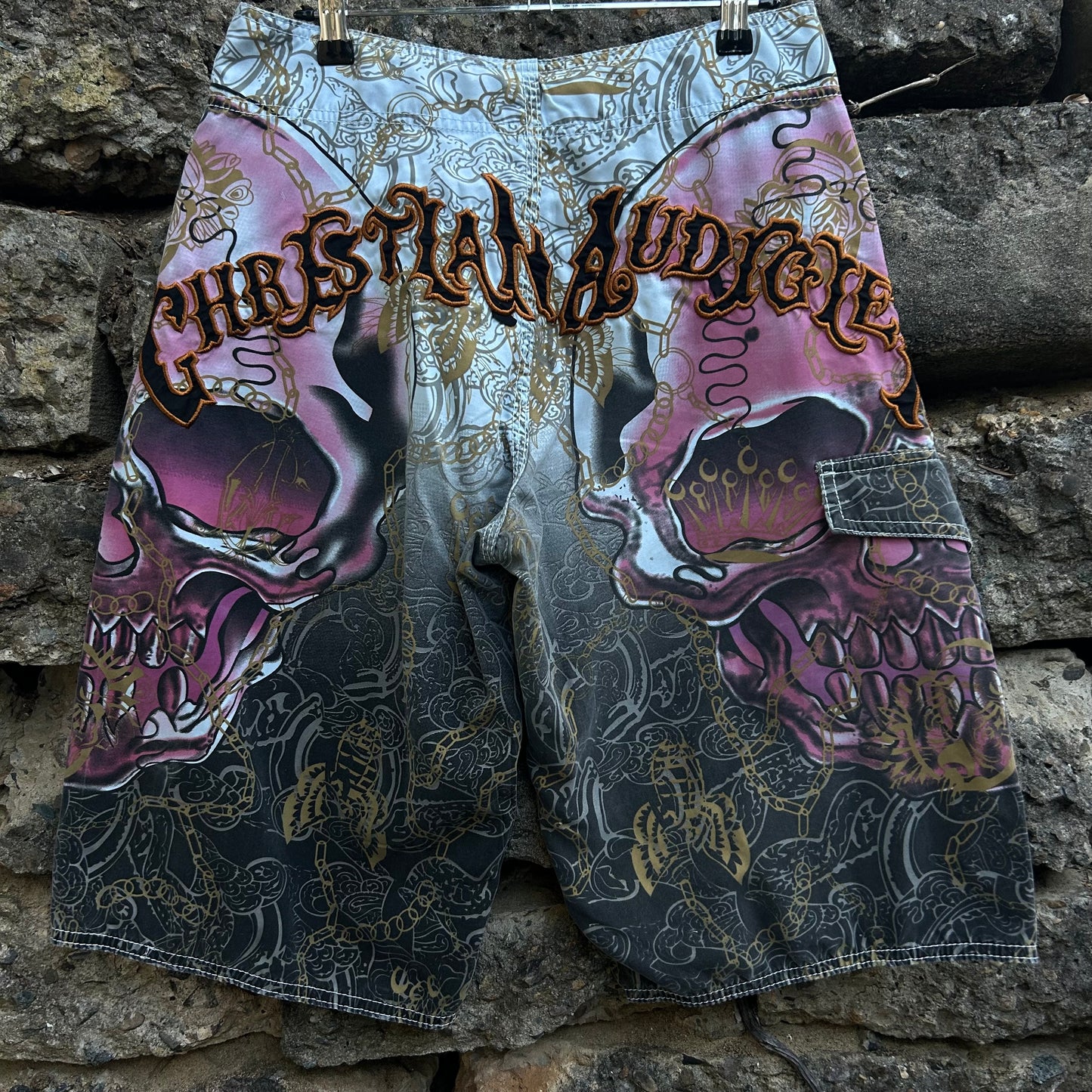 Y2K Christian Audigier Boardshorts - 30