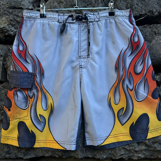 Y2K Body Glove Flame Boardshorts - Size 33