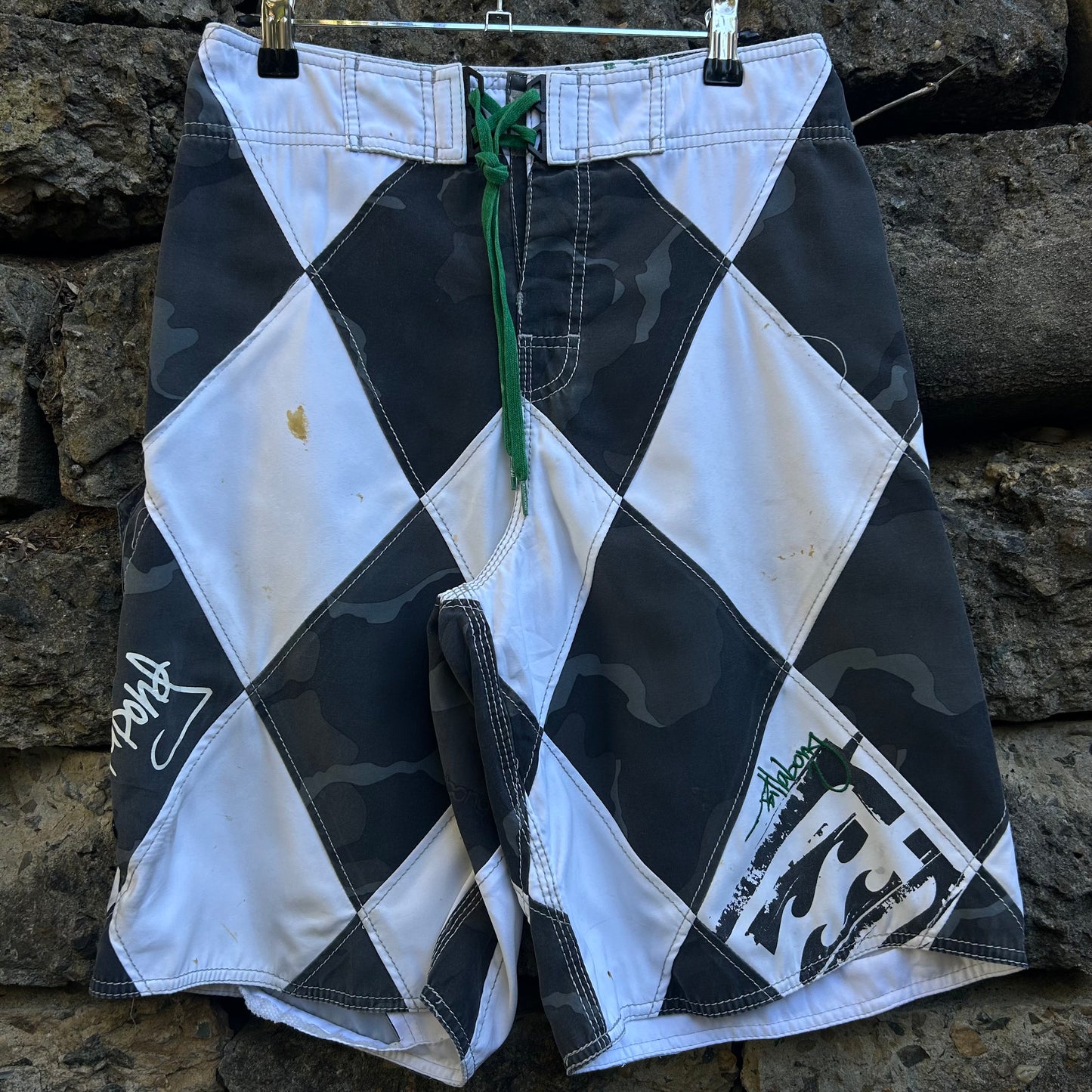 Y2K Andy Irons Signature Argyle Billabong Boardshorts - Size 29/30