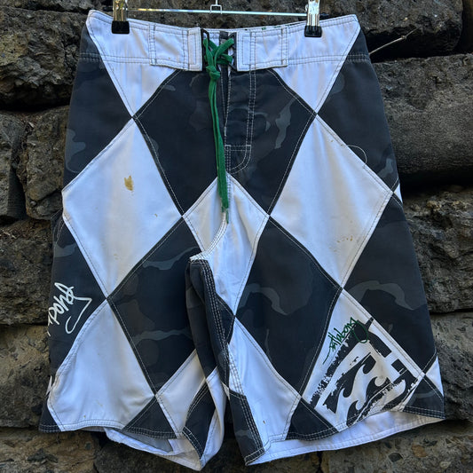 Y2K Andy Irons Signature Argyle Billabong Boardshorts - Size 29/30