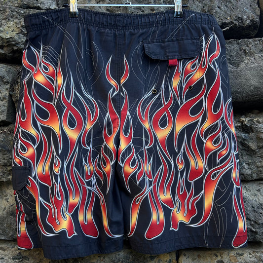 Y2K Flame Boardshorts - Size 38