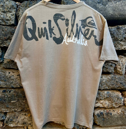 Y2K Quiksilver spellout, vintage surfwear 